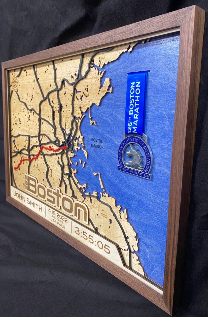 Boston Marathon Wood Map - Custom