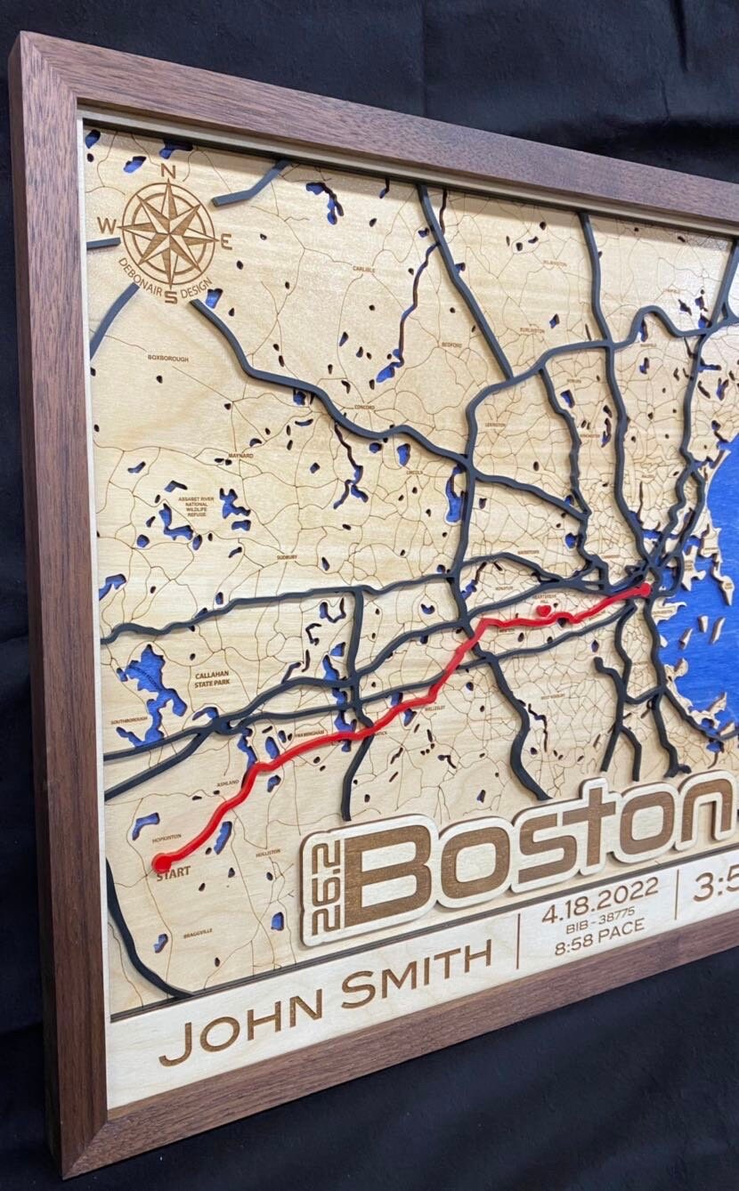 Boston Marathon Wood Map - Custom