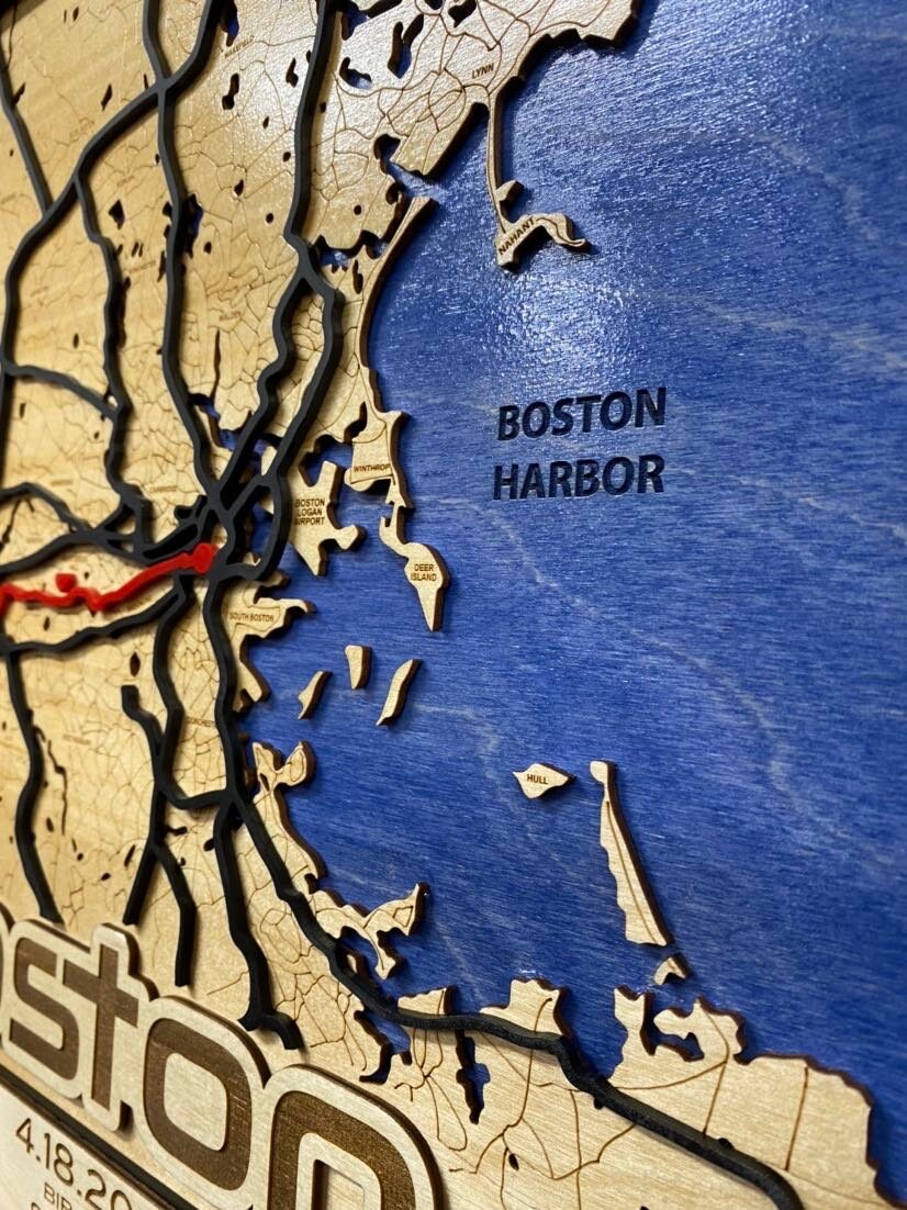 Boston Marathon Wood Map - Custom