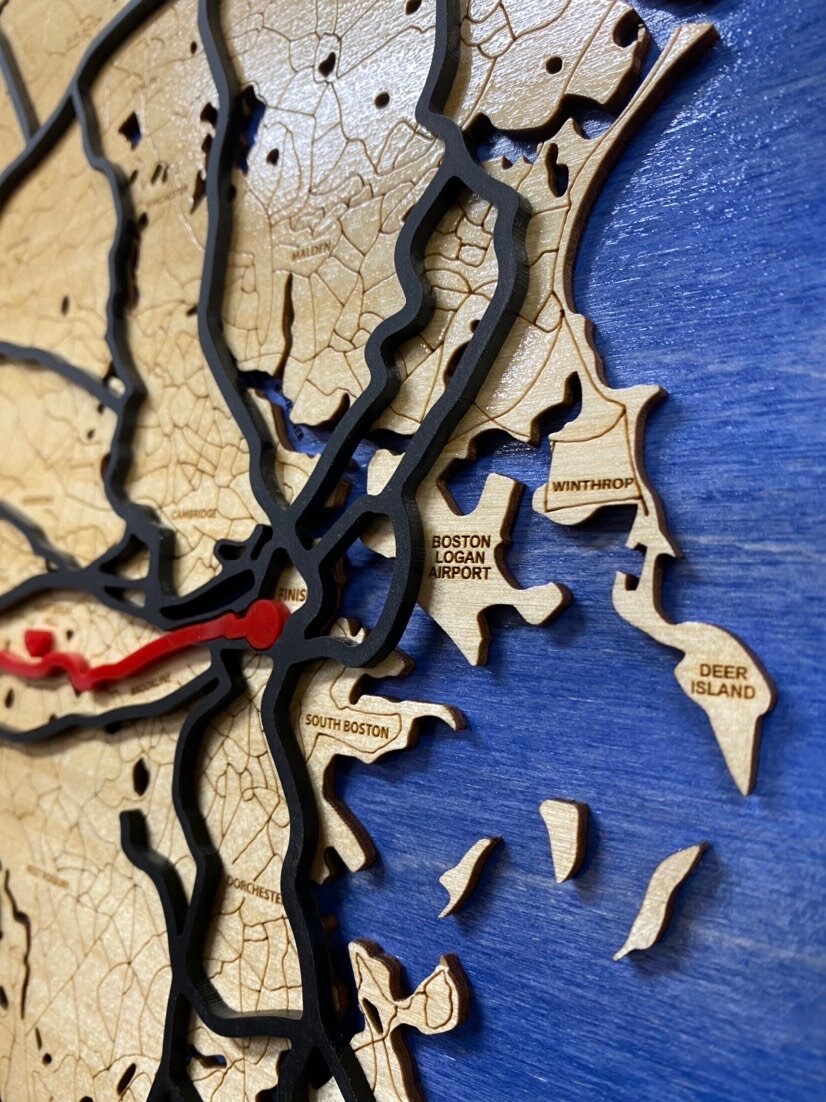 Boston Marathon Wood Map - Custom