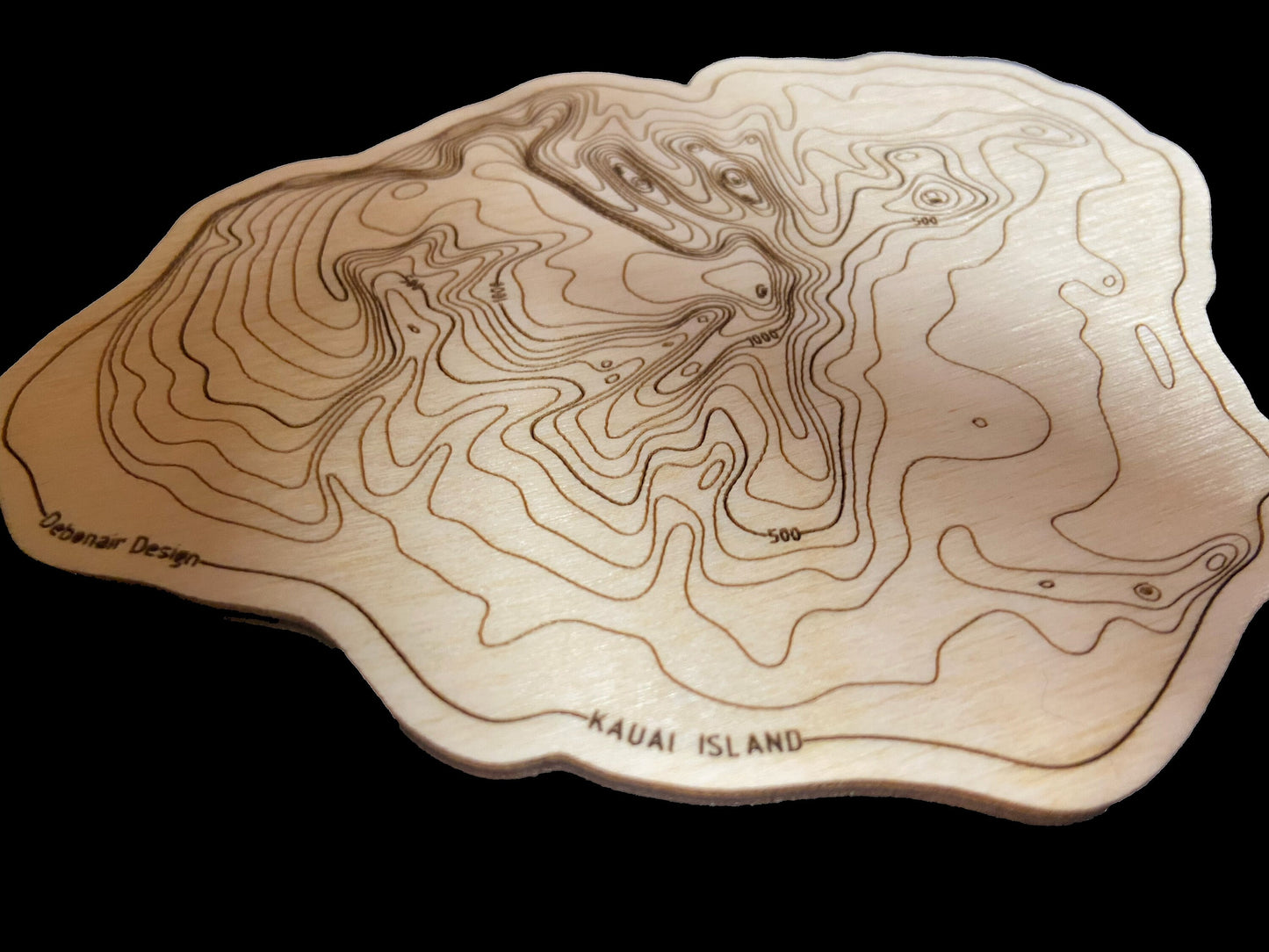 Hawaiian Islands - Topographic Wood Coaster Set