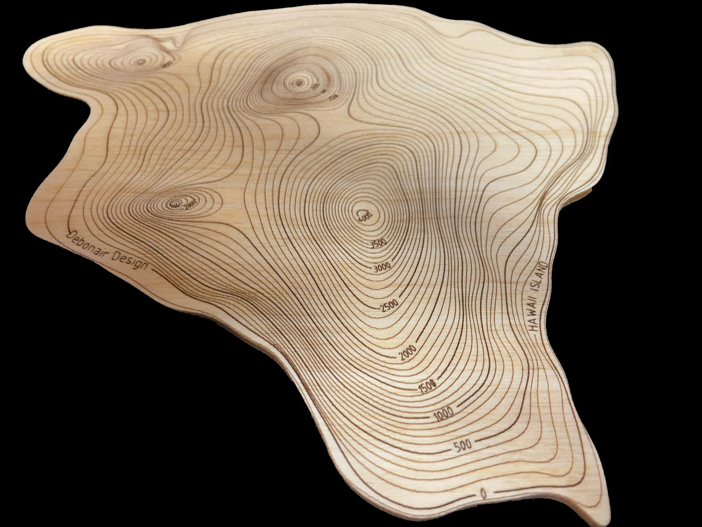 Hawaiian Islands - Topographic Wood Coaster Set