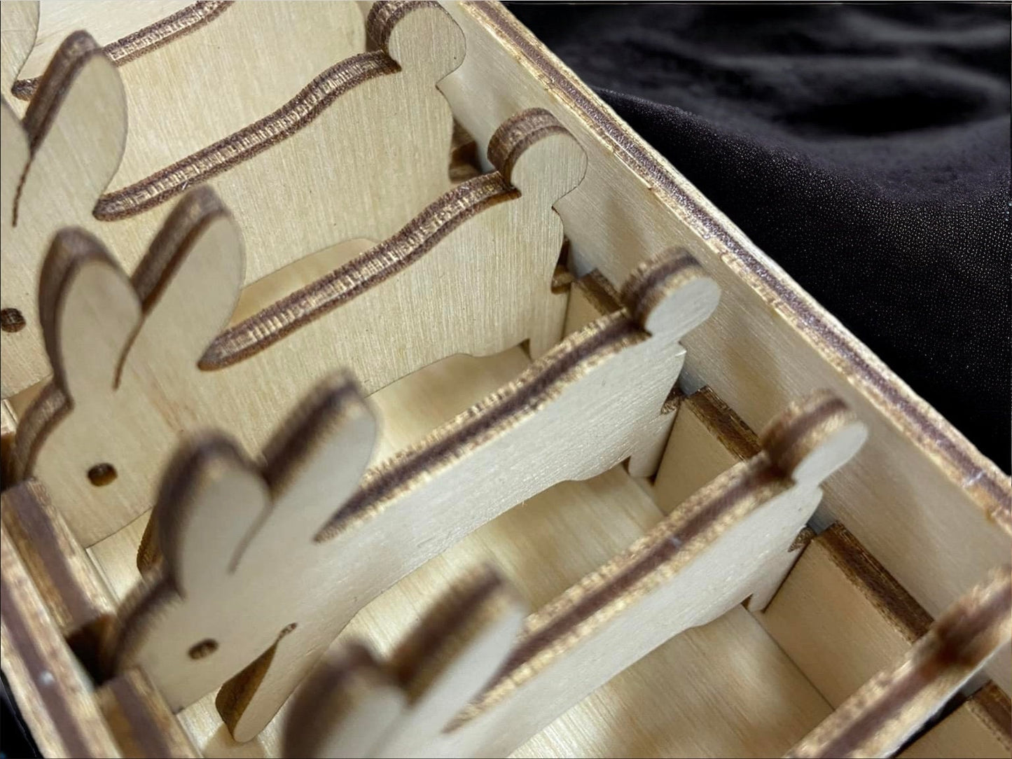 Bunny Embroidery Bobbins with case. SVG Files to use with Glowforge, or Laser cutter!