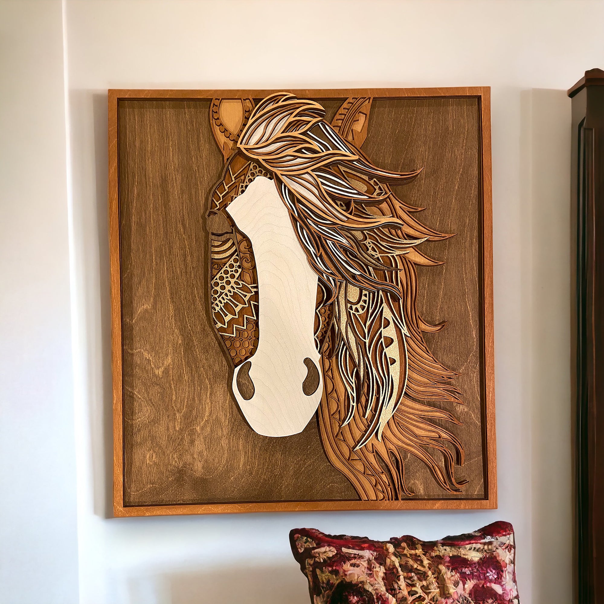 Layered Horse Wood Wall Hanging – Debonair Design