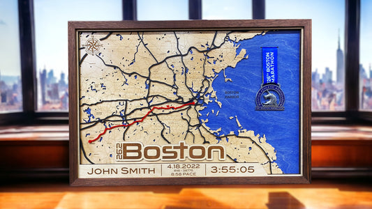 Boston Marathon Wood Map - Custom